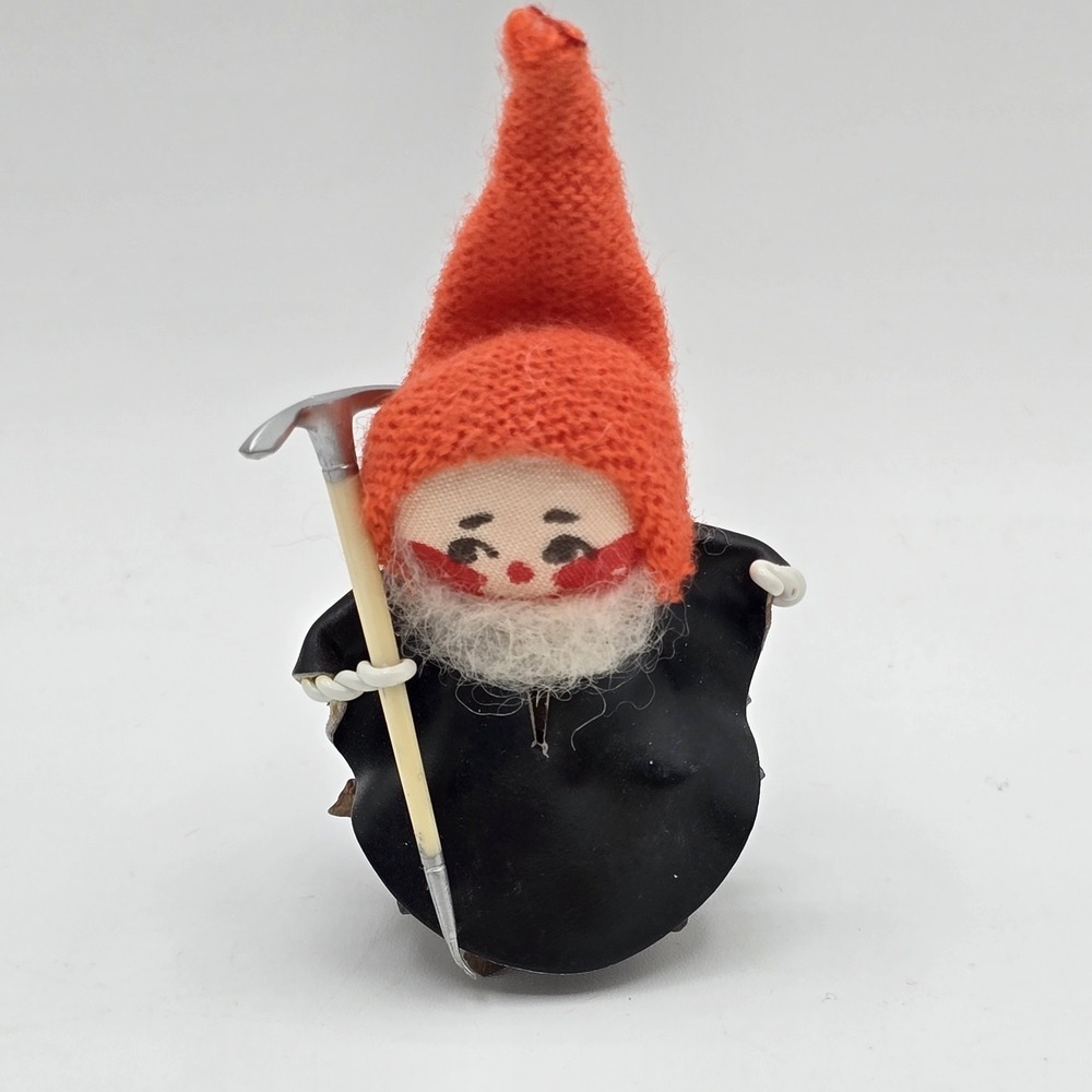 Vtg 1950s Austria Pine Cone Elf Ornament Knit Hat Gnome Pixie Mid Century Kitsch